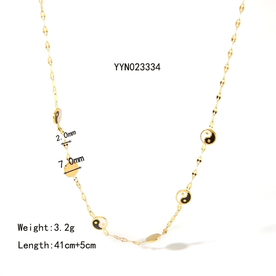 Ying Yang Enamel Plating Bracelet/Necklace [201 Stainless Steel 18K Gold Plated]