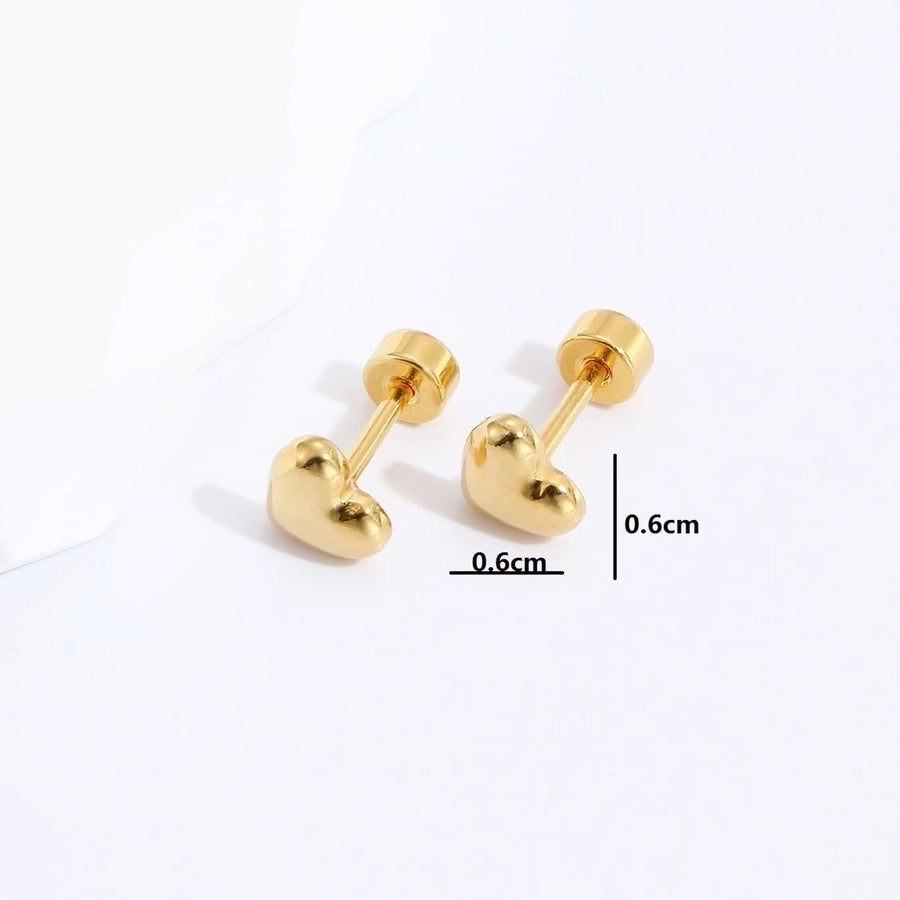 Small Colored Heart Stud Earrings [201 Stainless Steel, 18K Gold Plated]