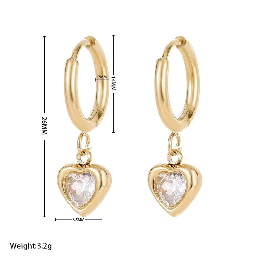 Heart Shape Zircon Earrings/Necklace [304 Stainless Steel]