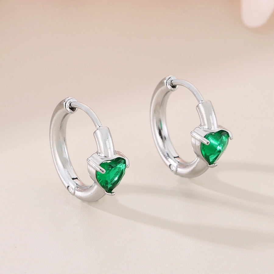 Commute Heart Shape Colored Rhinestone Earrings [304 Stainless Steel,18K Gold Plated]