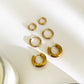 Three Pairs Gold Hoop Earrings [316L Stainless Steel, 18K Gold Plated]