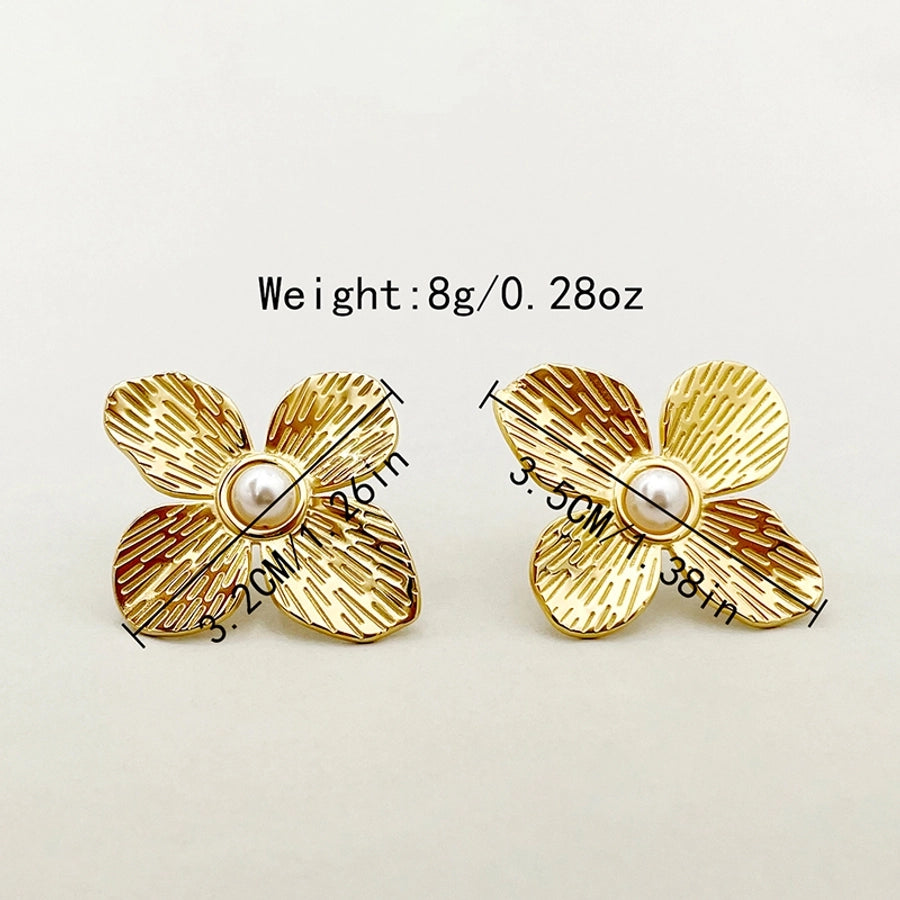 Mix Flower Earrings [304 Stainless Steel,14K Gold Plated]