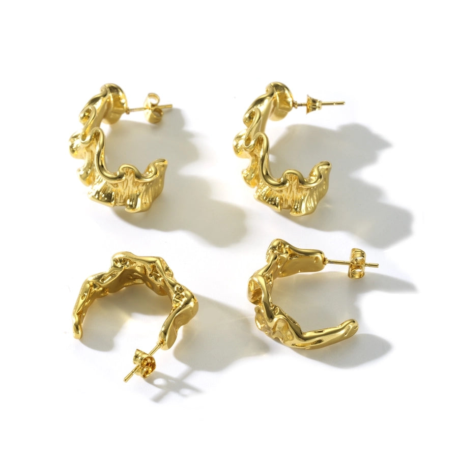 Irregular Stripe Earrings [304 Stainless Steel,18K Gold Plated]