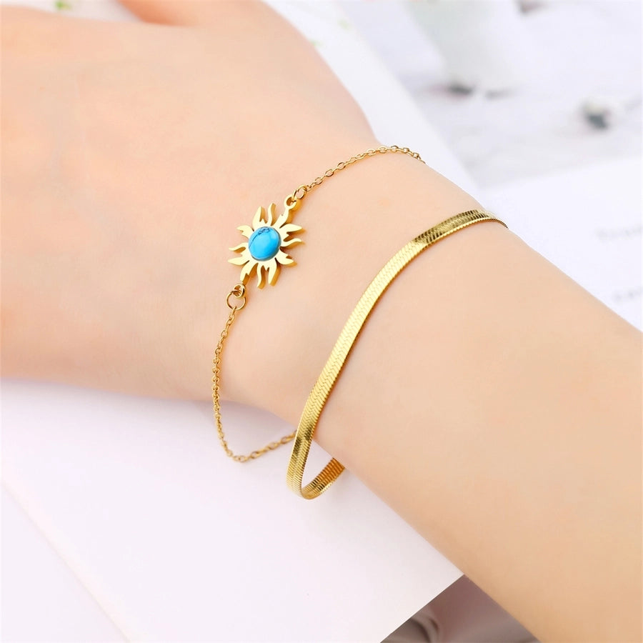 Sun/Heart/Butterfly Turquoise Bracelets [304 Stainless Steel,18K Gold Plated]