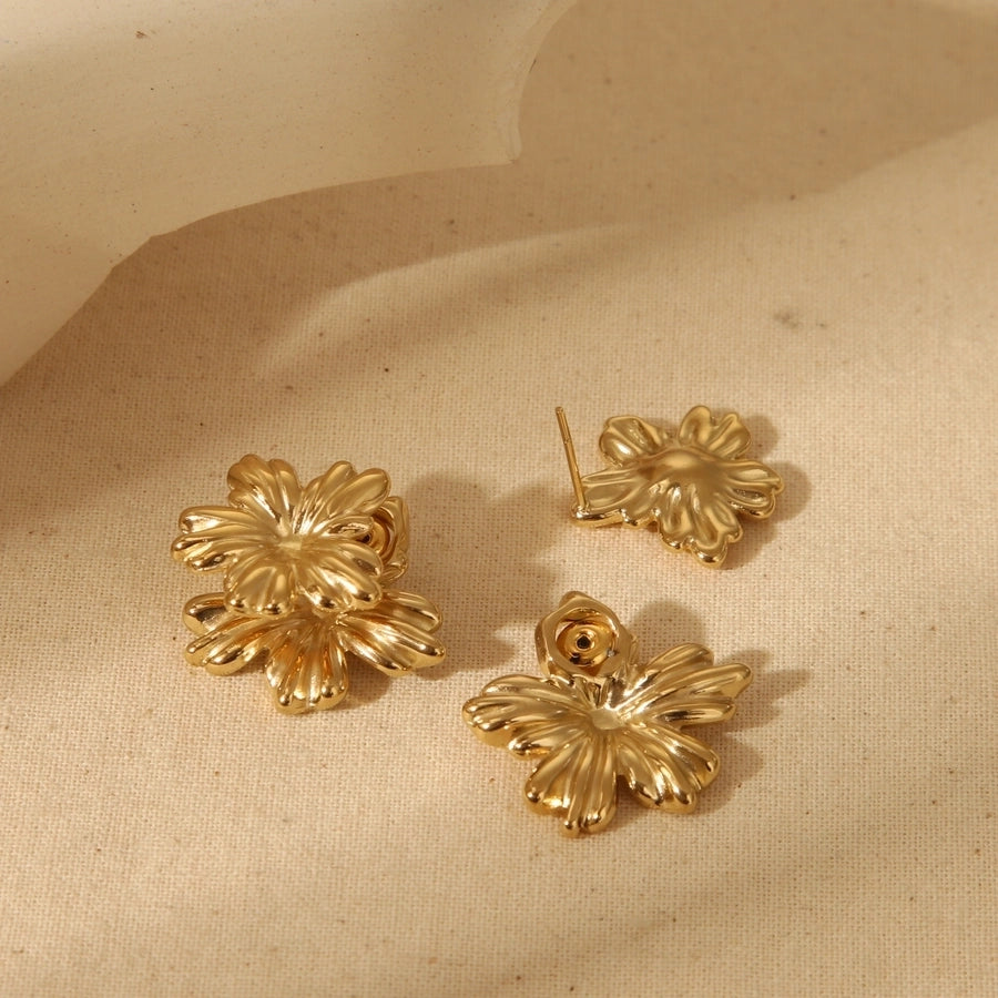 Flower Earrings [304 Stainless Steel,18K Gold Plated]