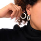 U Shape Bamboo Enamel Earrings [304 Stainless Steel,18K Gold Plated]