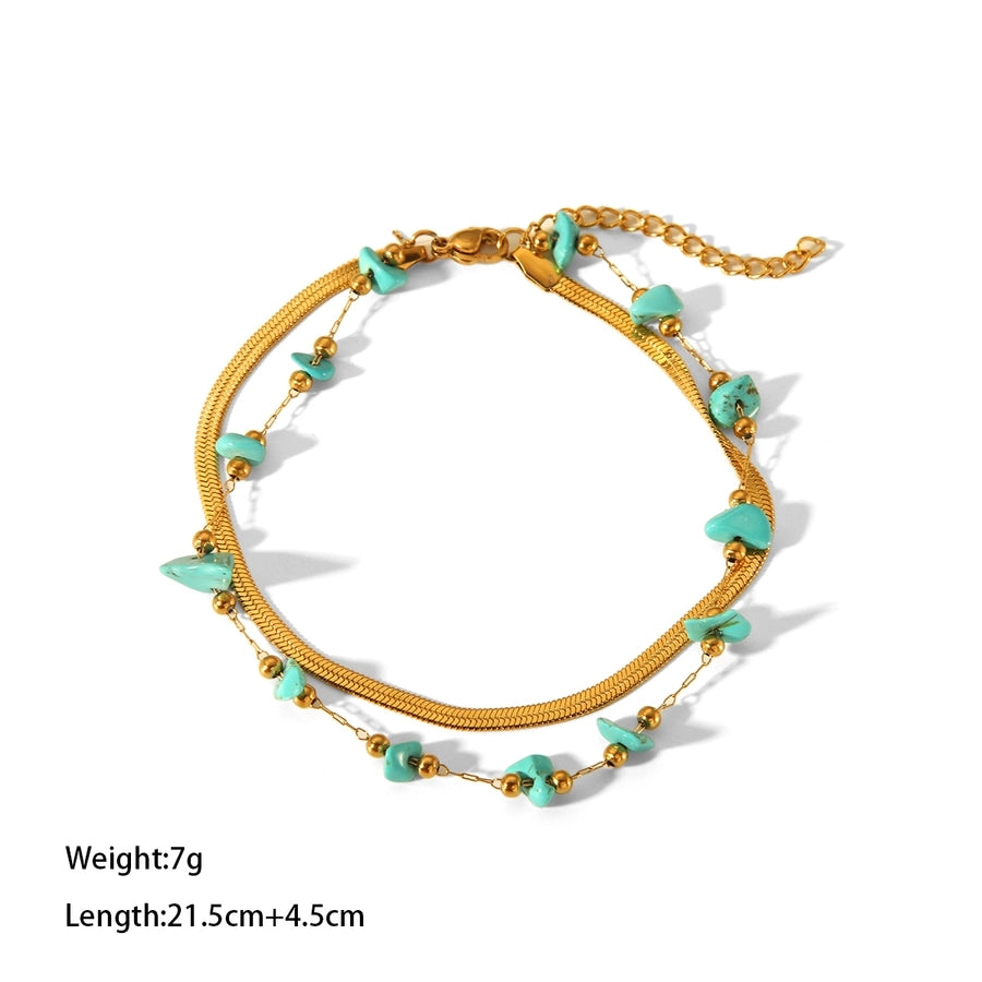 Turquoise Stones Anklet [304 Stainless Steel]