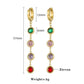 Round Colored Zircon Drop Earrings [304 Stainless Steel,18K Gold Plated]