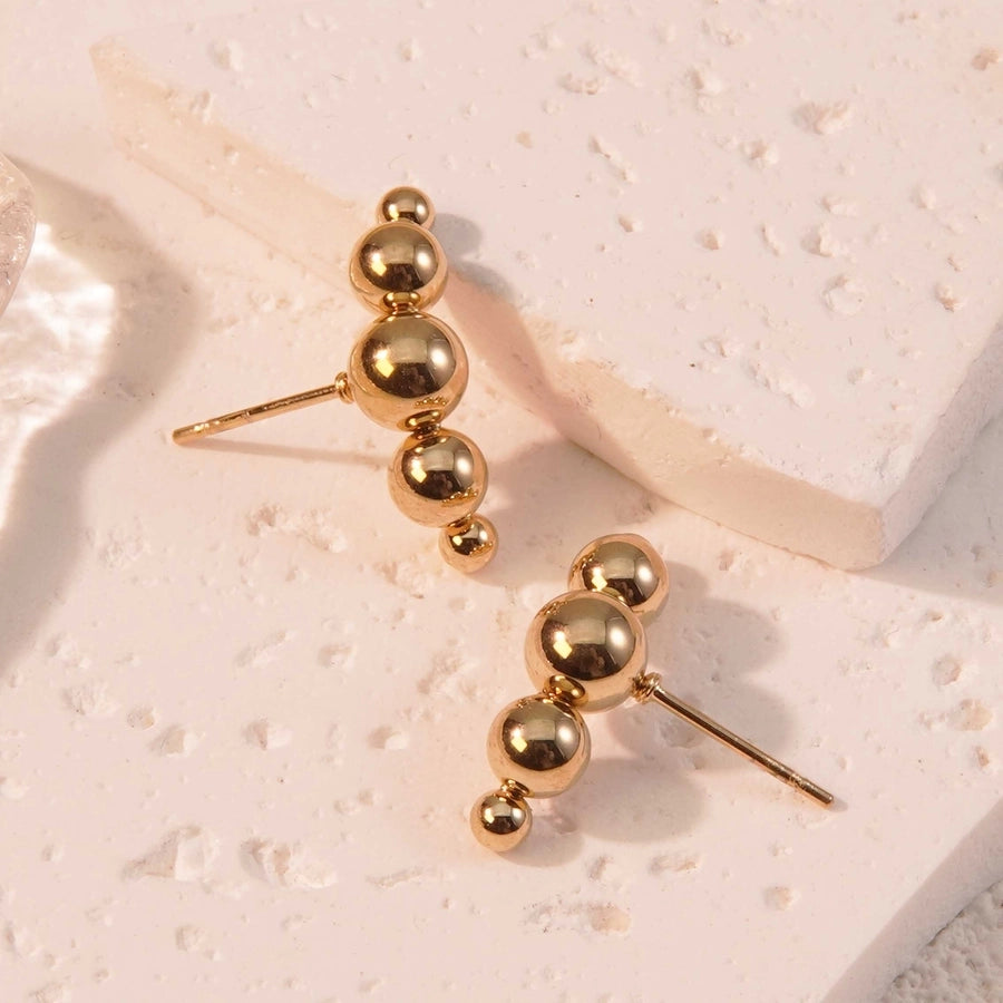 Small bead Ball Earrings [304 Stainless Steel,18K Gold Plated]