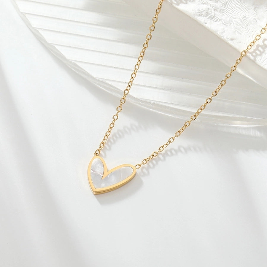 Heart Shape Shell Necklace [304 Stainless Steel]