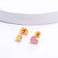 Small Colored Heart Stud Earrings [201 Stainless Steel, 18K Gold Plated]