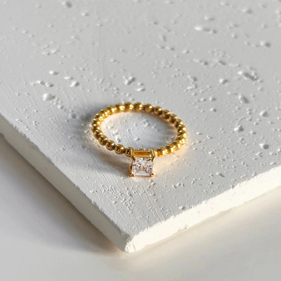 Shiny Geometric Ring [304 Stainless Steel Zircon 18K Gold Plated]