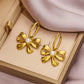 Bow Knot Drop Earrings [316 Stainless Steel,18K Gold Plated]