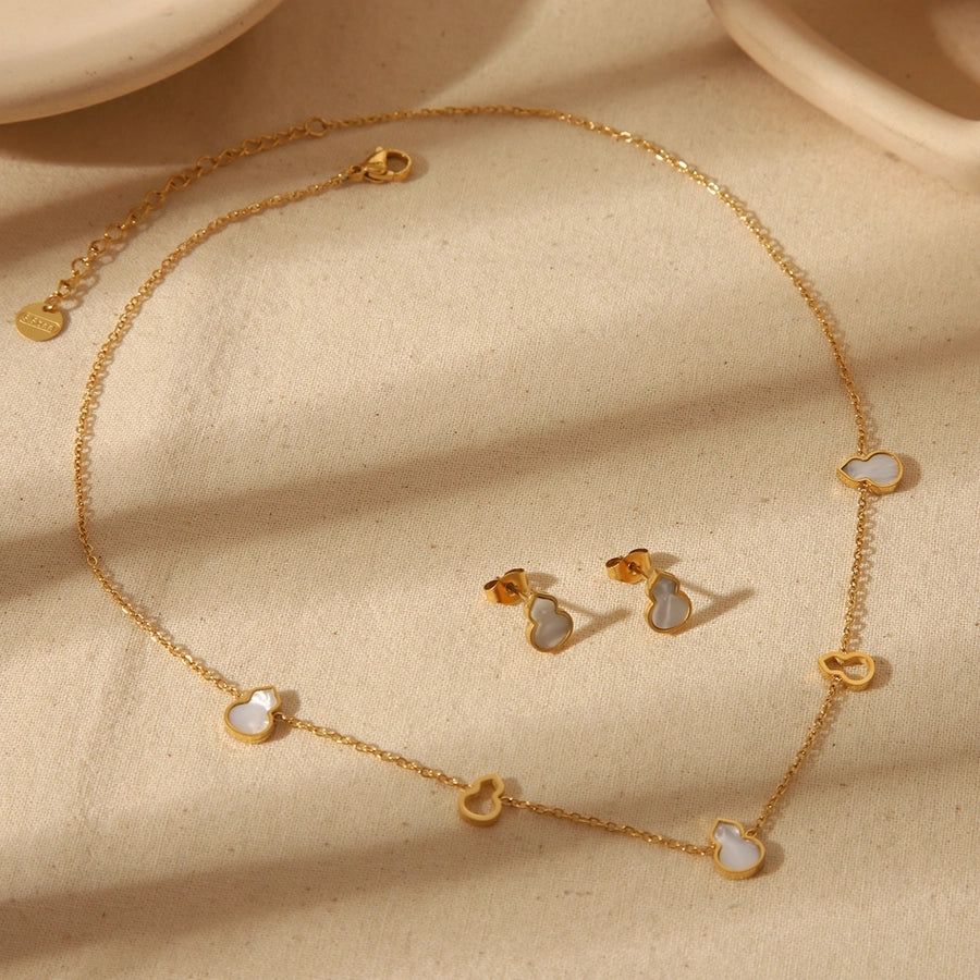 White Squash Acrylic Bracelet/Jewelry Set [304 Stainless Steel, 18K Gold Plated]