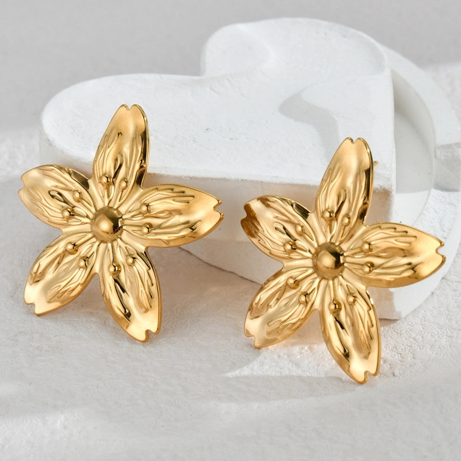 Flower Plating Earrings [304 Stainless Steel]