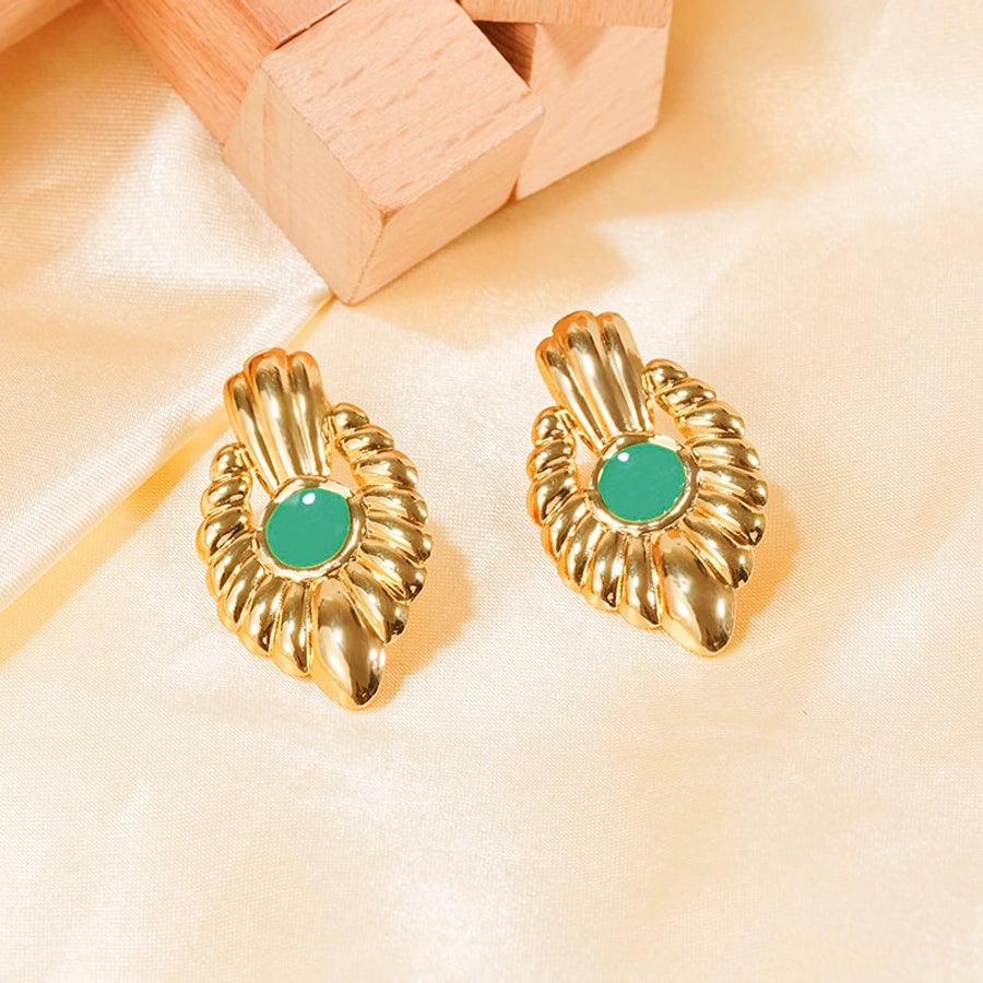 Vintage Enamel Earrings [304 Stainless Steel,18K Gold Plated]