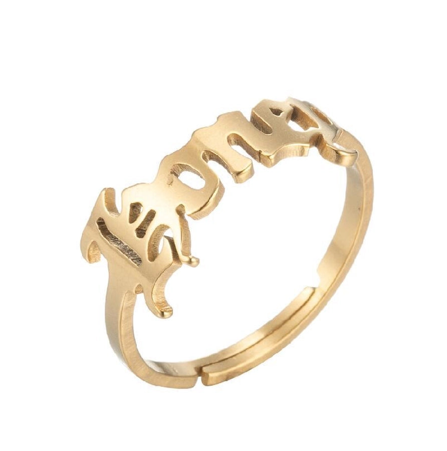 Ord ring [201 rustfrit stål, 18 k guldbelagt]