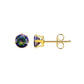 Round Colored Rhinestone Stud Earrings [304 Stainless Steel,18K Gold Plated]