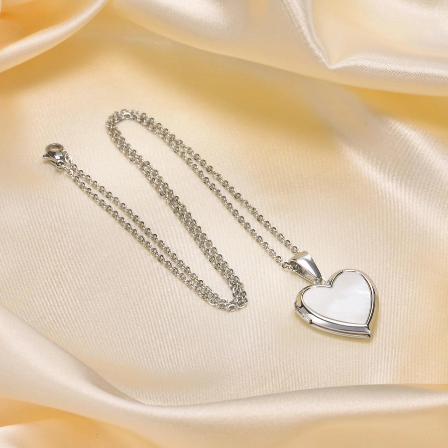 Heart Shape Shell Necklace [304 Stainless Steel,18K Gold Plated]