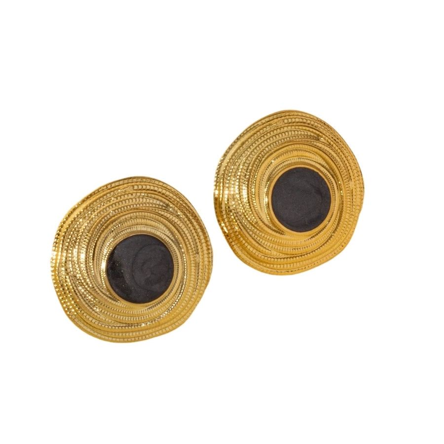 Round Gold Silver Black White Earrings [304 Stainless Steel]