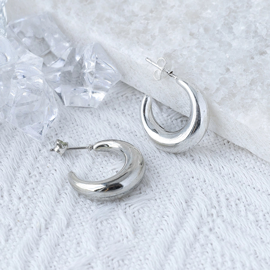 C Shape Moon Twist Placing Boucles d'oreilles [304 en acier inoxydable, 14 carats en or]