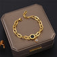 Acrylic Artificial Rhinestones Resin Bracelets [304 Stainless Steel, 18K Gold Plated]