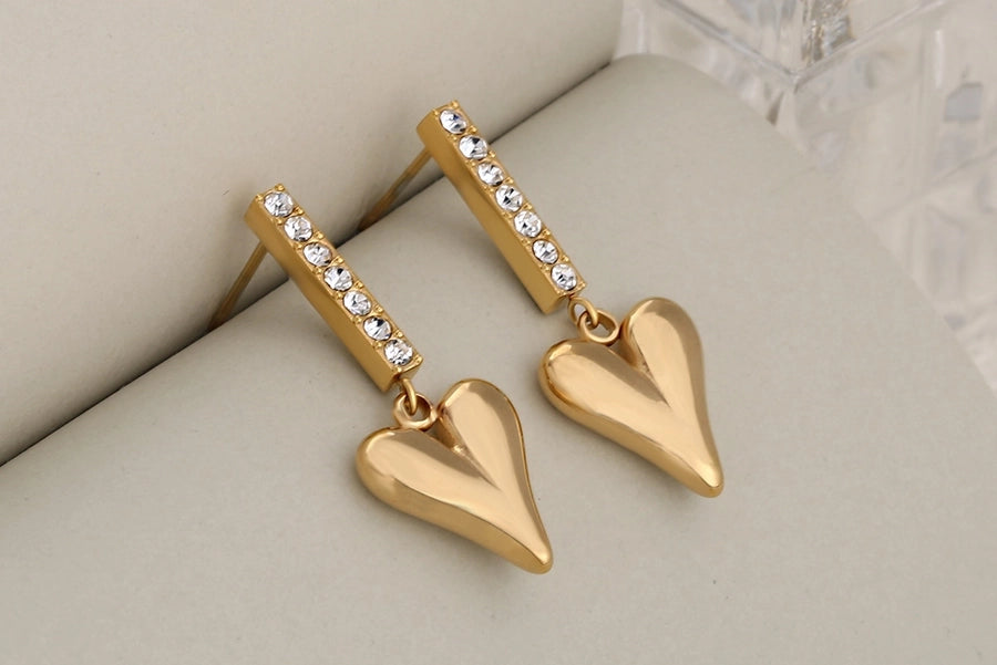 Pendientes en forma de corazón [304 acero inoxidable, 18k dorado chapado]