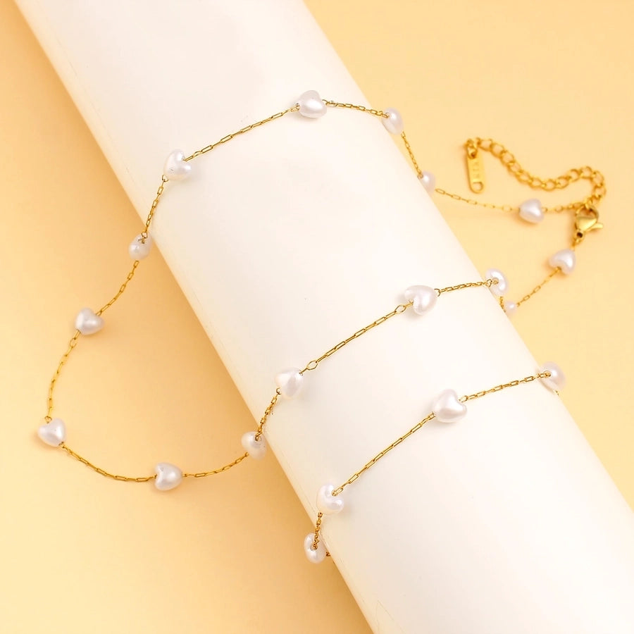 Artificial Pearl Bracelet/Necklace [304 Stainless Steel,18K Gold Plated]