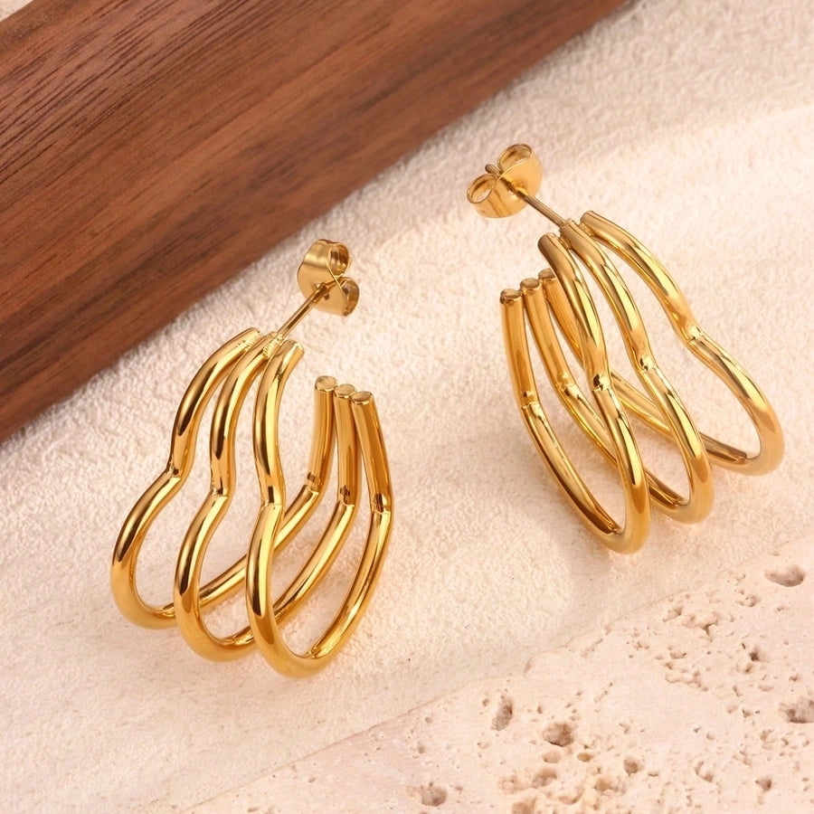 Heart Shape Earrings [304 Stainless Steel,18K Gold Plated]