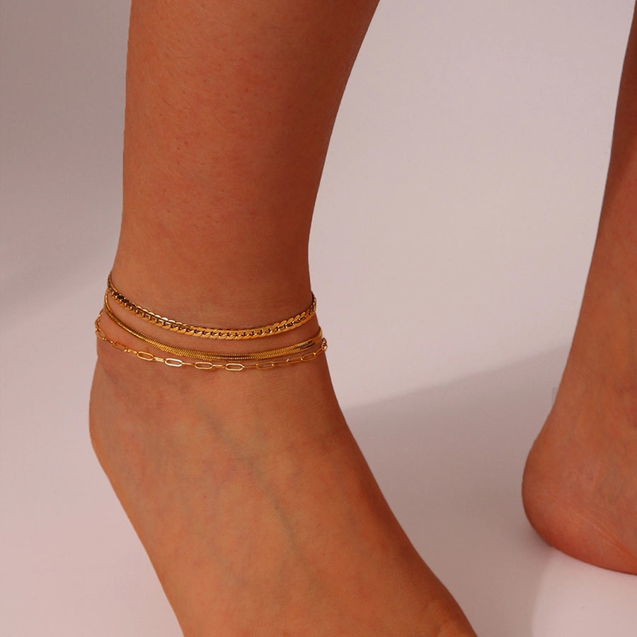 Tre kæder Anklet Set [304 rustfrit stål]