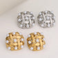 Luxurious Square Grid Rhinestone Earrings [304 Stainless Steel,18K Gold Plated]