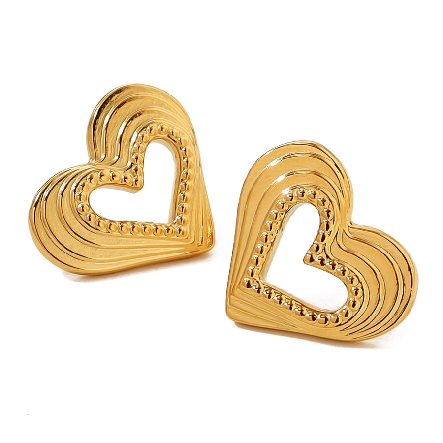 Heart Shape Polishing Hollow Out Earrings [304 Stainless Steel,18K Gold Plated]