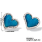 Silver Heart Steel Natural Stone Earrings [304 Stainless Steel]