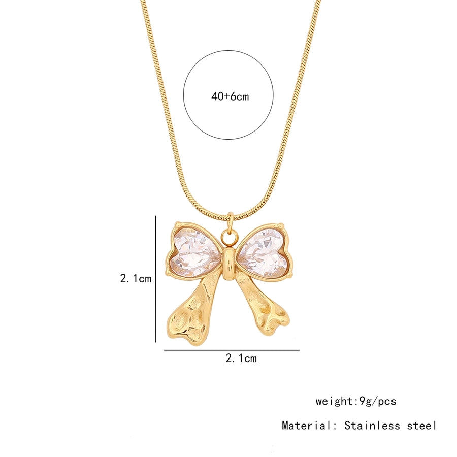 Jewelry IG Style Commute Geometric Butterfly 304 Stainless Steel Zircon 18K Gold Plated Inlay Earrings Necklace