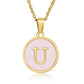 Round Letter Necklace [304 Stainless Steel,18K Gold Plated]