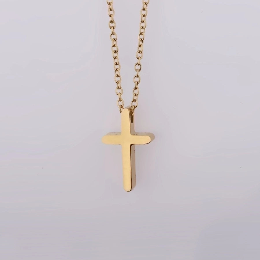 Cross Necklace [304 Stainless Steel,18K Gold Plated]