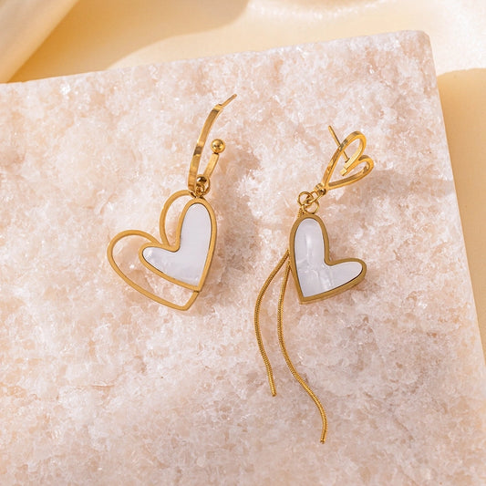 Heart Shape Acrylic 1Drop Earrings [304 Stainless Steel,18K Gold Plated]