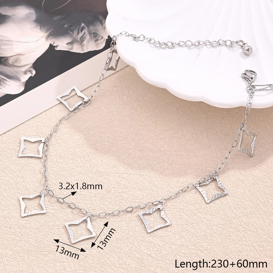 Hollow Embossed Pentagram Heart-Shaped Anklet [304 Stainless Steel]