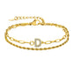 Letter Zircon Bracelets [201 Stainless Steel,Copper,18K Gold Plated]