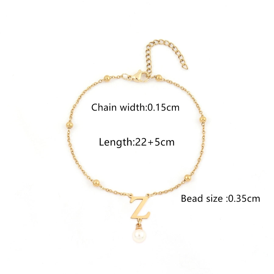 List Artificial Pearls Anklet [201,304 stal nierdzewna]