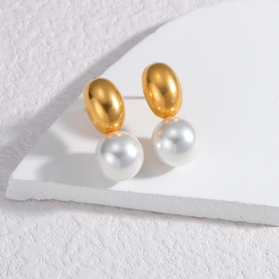 Mix Pearl Ear Studs [304 Stainless Steel,18K Gold Plated]