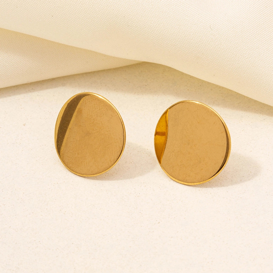 Flat Round Earrings [304 Stainless Steel,18K Gold Plated]