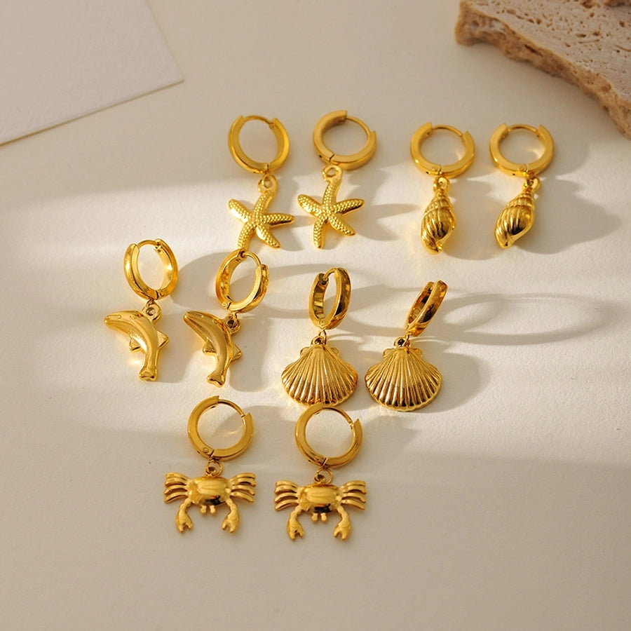 Mix Beach Designs Earrings [304 Stainless Steel,18K Gold Plated]