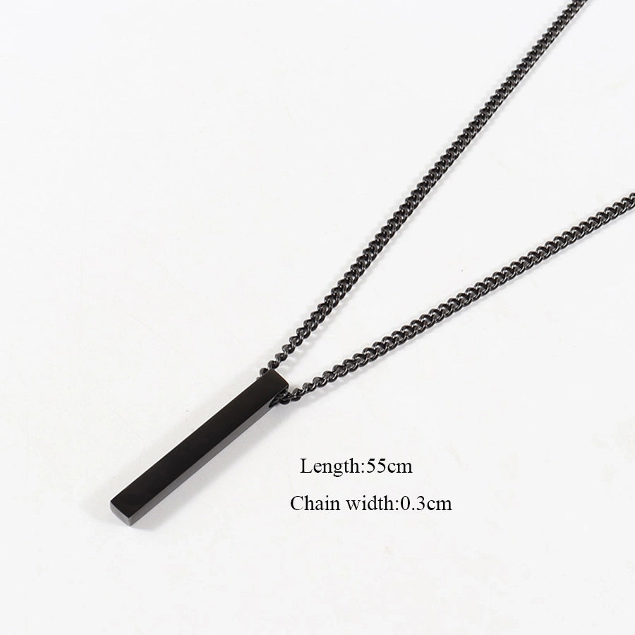 Rectangle Pendant Necklace [201,304 Stainless Steel]