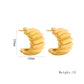 C Shape Stripe Earrings [304 Stainless Steel,18K Gold Plated]