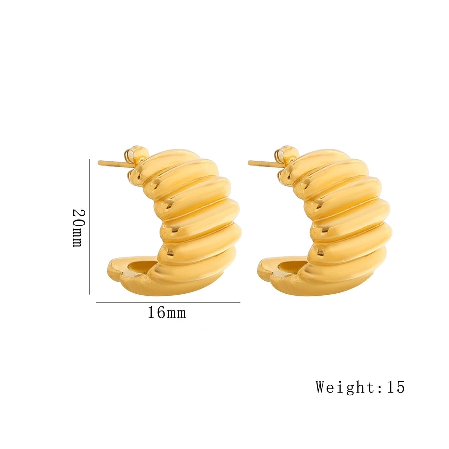 Orecchini a strisce a forma di forma [acciaio inossidabile 304, oro 18K placcato]