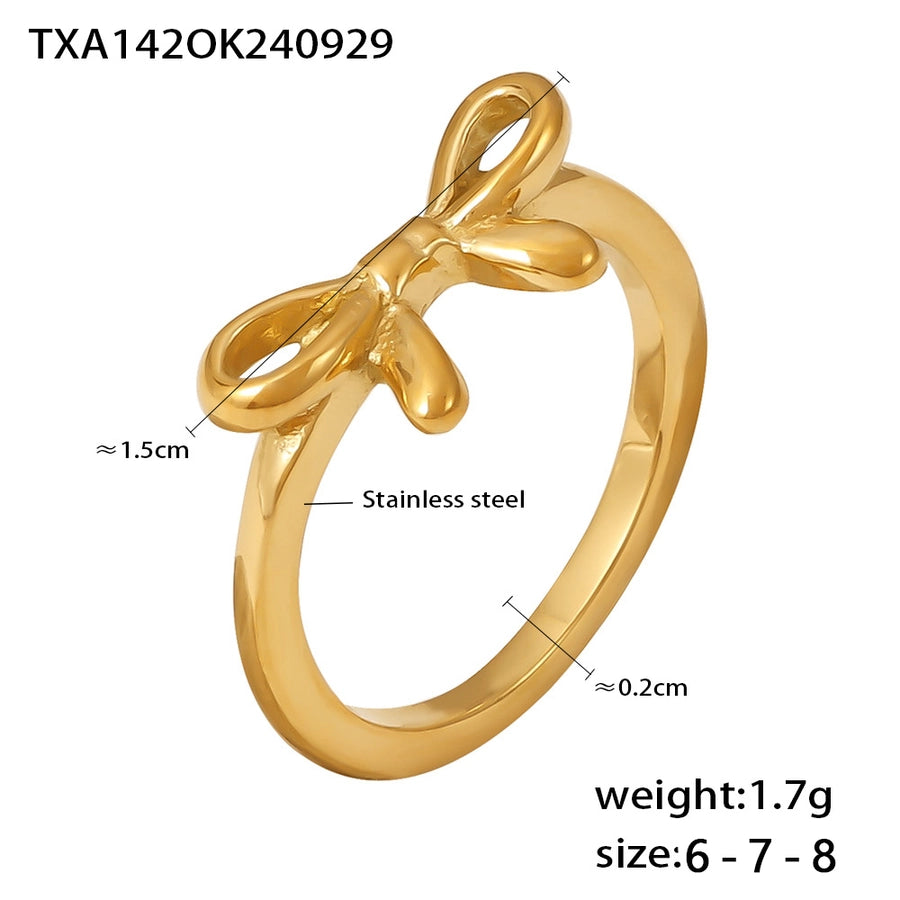 Elegant Bow Knot Ring/Bracelet [304 Stainless Steel, 18K Gold Plated]