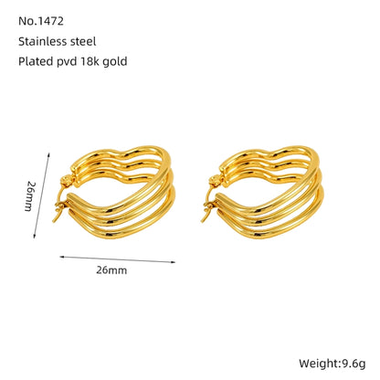 Heart Shape Hoop Earrings [304 Stainless Steel,18K Gold Plated]