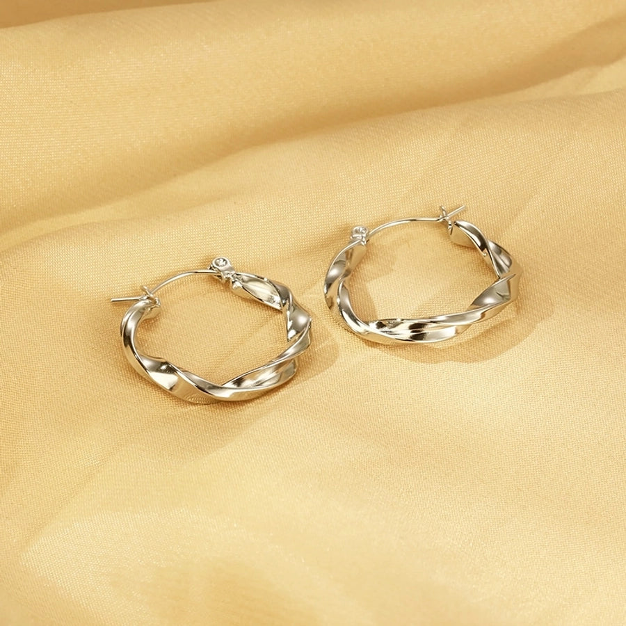 Twisted Hoop Earrings [304 Stainless Steel,18K Gold Plated]