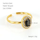 Shiny  Square Water Droplets Heart Shape Zircon Open Ring [Stainless Steel 18K Gold Plated]